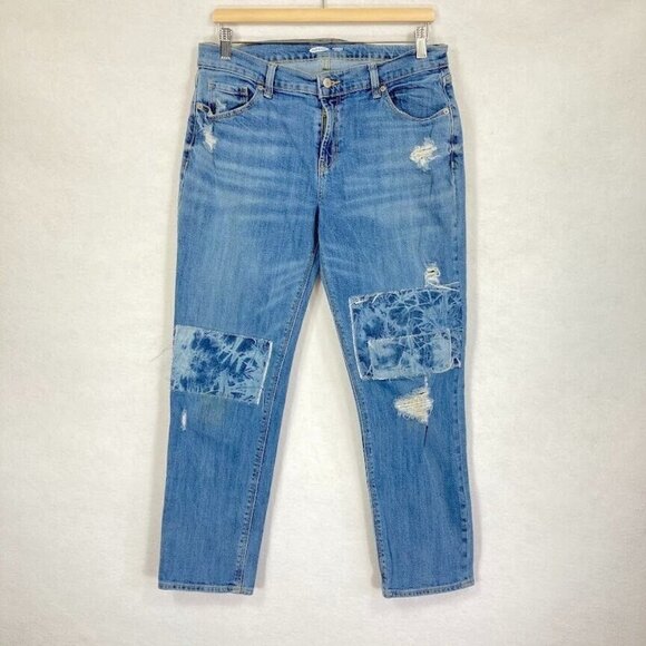 Old Navy Boyfriend Straight Leg Jeans Stretch School Boho Retro Distressed 8 - Picture 3 of 8